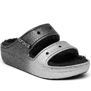 Crocs Women Classic Cozzzy Glitter Insulated Line Sandals Platform Shoes 11